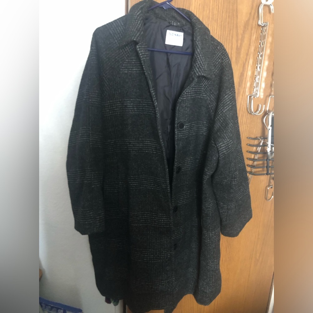 Men's Charcoal Plaid Overcoat - $40 or $35 w/offer